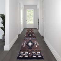 Flash Furniture ACD-RG2143-316-CO-GG Mohave Collection 3' x 16' Chocolate Traditional Southwestern Style Area Rug - Olefin Fibers with Jute Backing